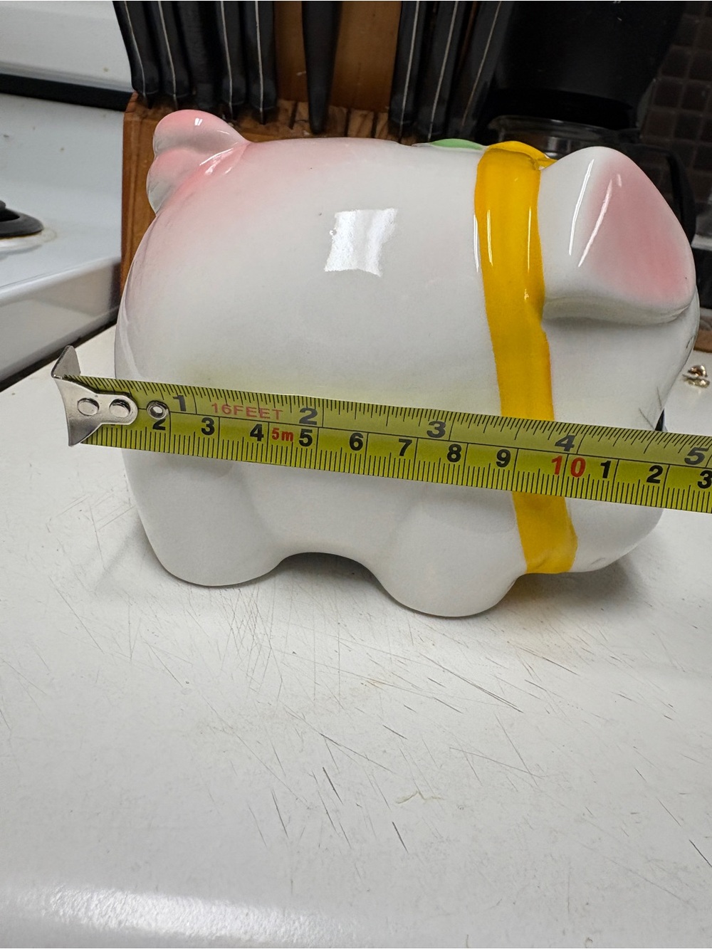 MCM Kitschy Ceramic Piggy Bank - Yellow Bow - Picture 10 of 10